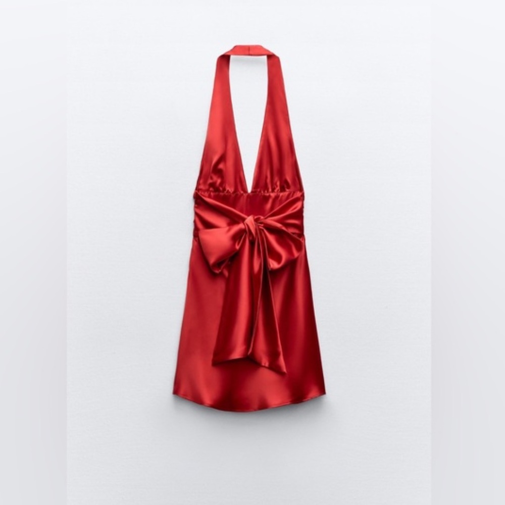 NWOT ZARA satin halter dress - Picture 7 of 7